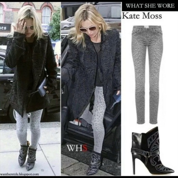 Current/Elliot the stiletto jeans in Grey leopard animal print NWT - Picture 3 of 9